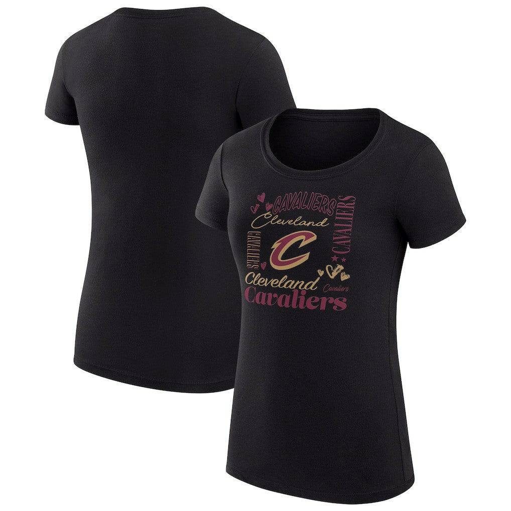 NBA - Cleveland Cavaliers G-III 4Her by Carl Banks Women's Super-Slim Fit Lightweight Team Name Collage Graphic T-Shirt - Black