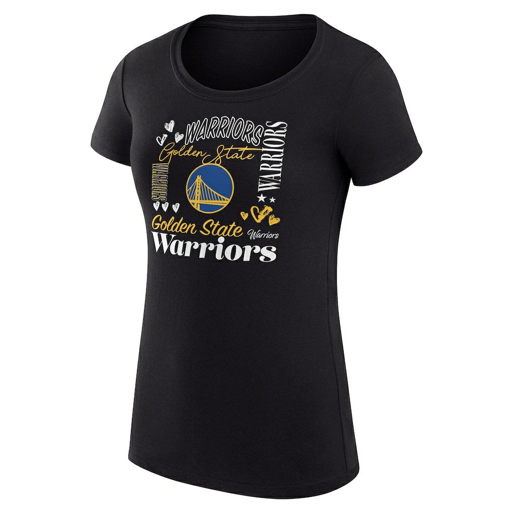NBA - Golden State Warriors G-III 4Her by Carl Banks Women's Super-Slim Fit Lightweight Team Name Collage Graphic T-Shirt - Black