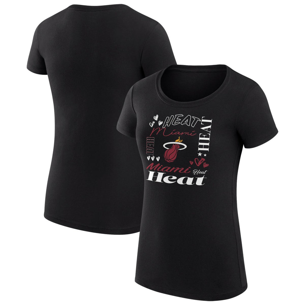 NBA - Miami Heat G-III 4Her by Carl Banks Women's Super-Slim Fit Lightweight Team Name Collage Graphic T-Shirt - Black