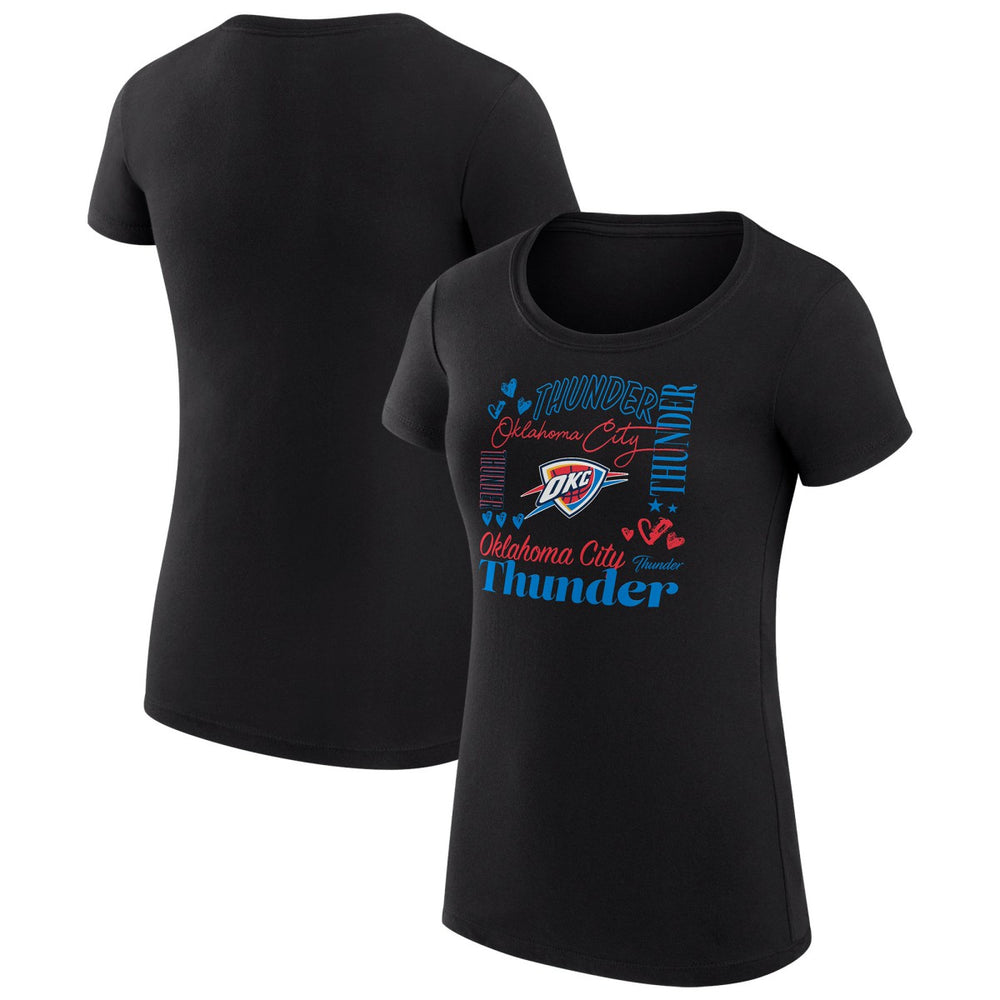 NBA - Oklahoma City Thunder G-III 4Her by Carl Banks Women's Super-Slim Fit Lightweight Team Name Collage Graphic T-Shirt - Black