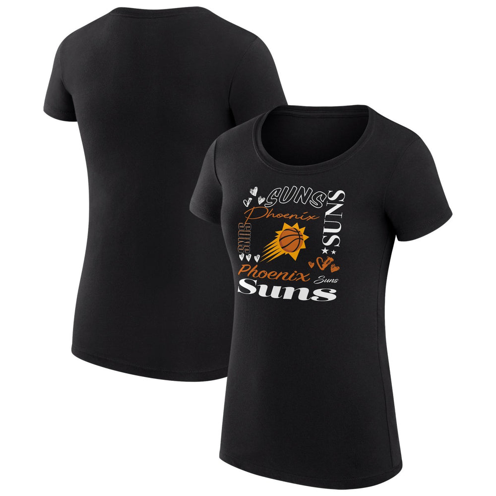 NBA - Phoenix Suns G-III 4Her by Carl Banks Women's Super-Slim Fit Lightweight Team Name Collage Graphic T-Shirt - Black