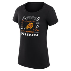 NBA - Phoenix Suns G-III 4Her by Carl Banks Women's Super-Slim Fit Lightweight Team Name Collage Graphic T-Shirt - Black