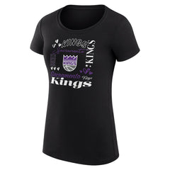 NBA - Sacramento Kings G-III 4Her by Carl Banks Women's Super-Slim Fit Lightweight Team Name Collage Graphic T-Shirt - Black