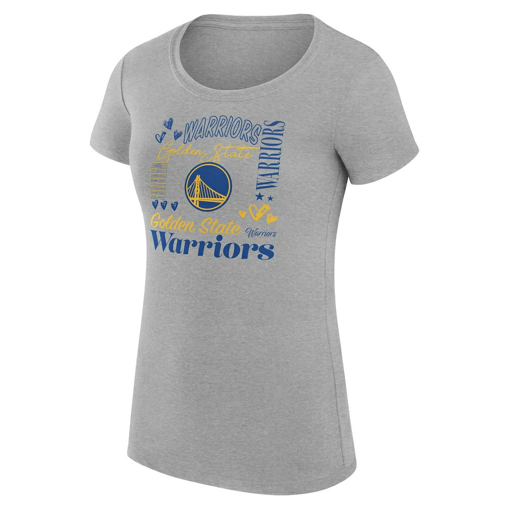 NBA - Golden State Warriors G-III 4Her by Carl Banks Women's Super-Slim Fit Lightweight Team Name Collage Graphic T-Shirt - Heather Gray