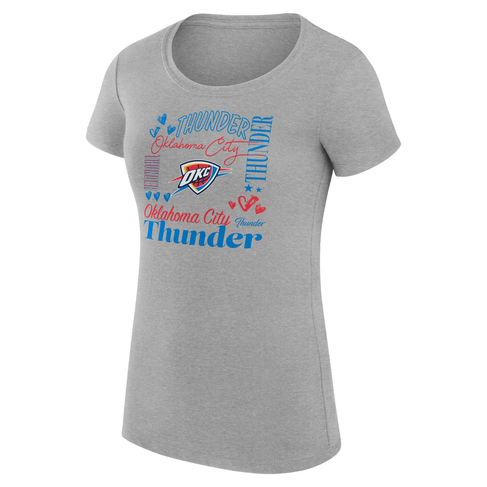 NBA - Oklahoma City Thunder G-III 4Her by Carl Banks Women's Super-Slim Fit Lightweight Team Name Collage Graphic T-Shirt - Heather Gray