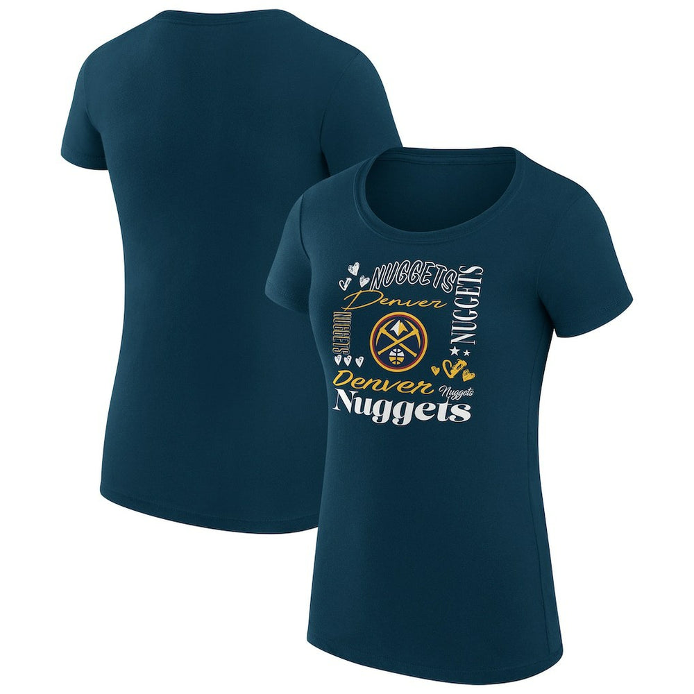 NBA - Denver Nuggets G-III 4Her by Carl Banks Women's Super-Slim Fit Lightweight Team Name Collage Graphic T-Shirt - Navy