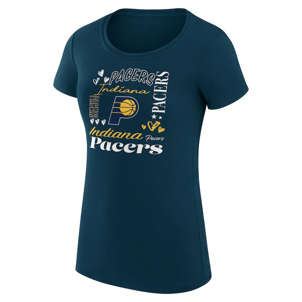 NBA - Indiana Pacers G-III 4Her by Carl Banks Women's Super-Slim Fit Lightweight Team Name Collage Graphic T-Shirt - Navy