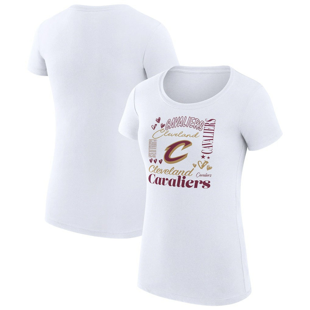 NBA - Cleveland Cavaliers G-III 4Her by Carl Banks Women's Super-Slim Fit Lightweight Team Name Collage Graphic T-Shirt - White