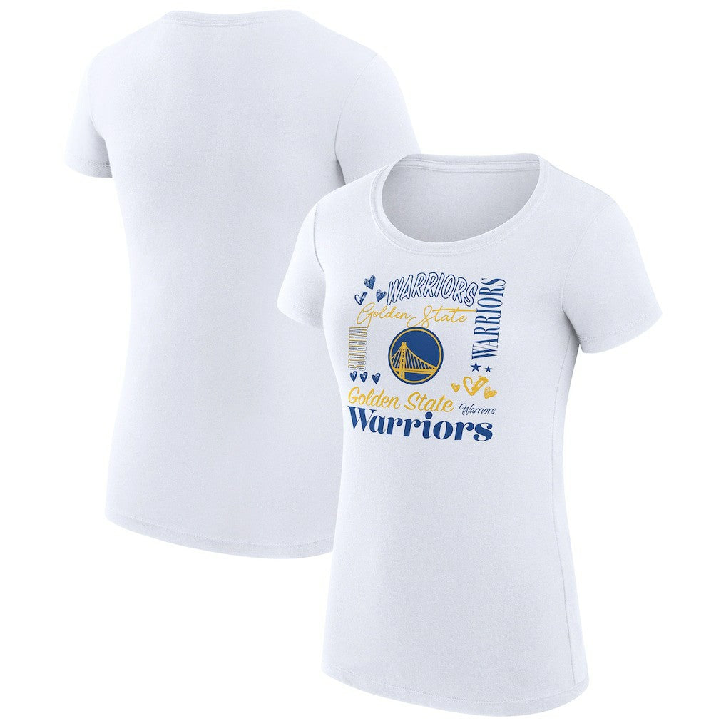 NBA - Golden State Warriors G-III 4Her by Carl Banks Women's Super-Slim Fit Lightweight Team Name Collage Graphic T-Shirt - White