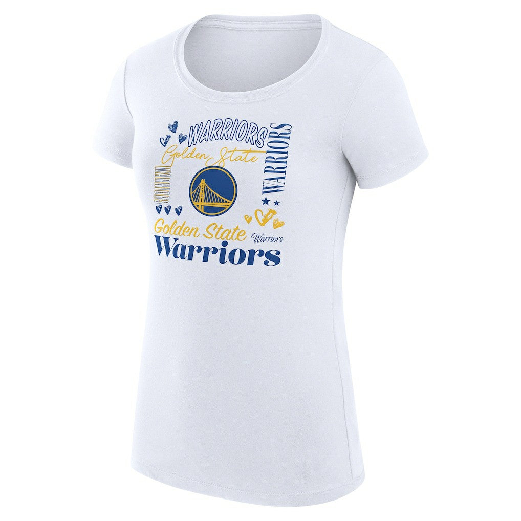NBA - Golden State Warriors G-III 4Her by Carl Banks Women's Super-Slim Fit Lightweight Team Name Collage Graphic T-Shirt - White
