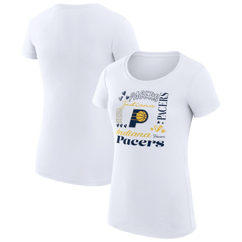NBA - Indiana Pacers G-III 4Her by Carl Banks Women's Super-Slim Fit Lightweight Team Name Collage Graphic T-Shirt - White