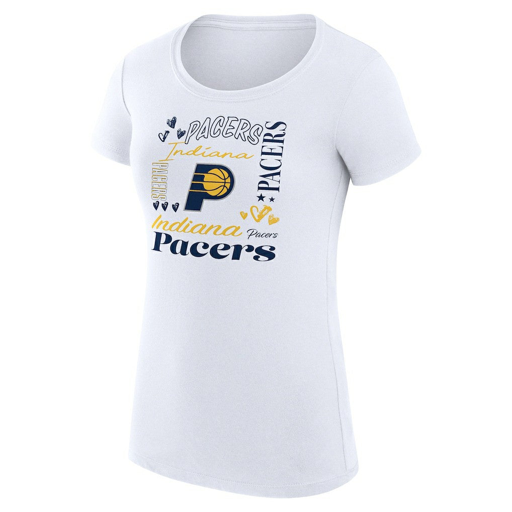 NBA - Indiana Pacers G-III 4Her by Carl Banks Women's Super-Slim Fit Lightweight Team Name Collage Graphic T-Shirt - White
