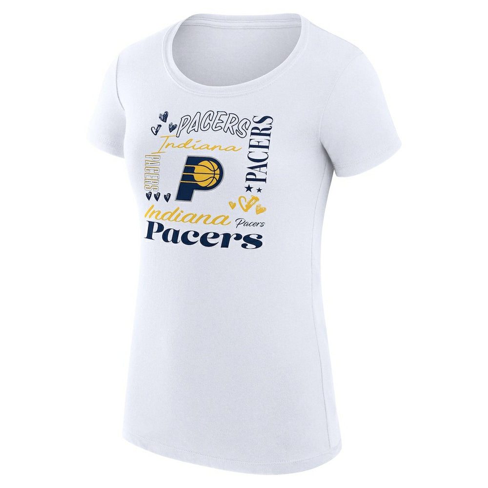 NBA - Indiana Pacers G-III 4Her by Carl Banks Women's Super-Slim Fit Lightweight Team Name Collage Graphic T-Shirt - White