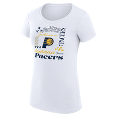 NBA - Indiana Pacers G-III 4Her by Carl Banks Women's Super-Slim Fit Lightweight Team Name Collage Graphic T-Shirt - White