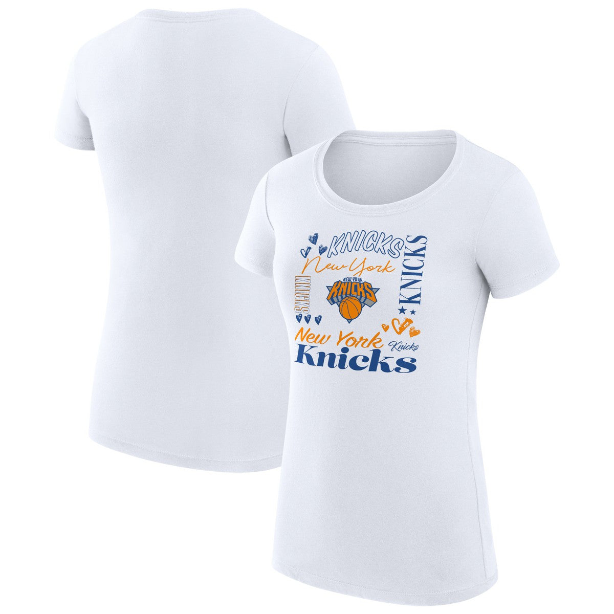 NBA - New York Knicks G-III 4Her by Carl Banks Women's Super-Slim Fit Lightweight Team Name Collage Graphic T-Shirt - White