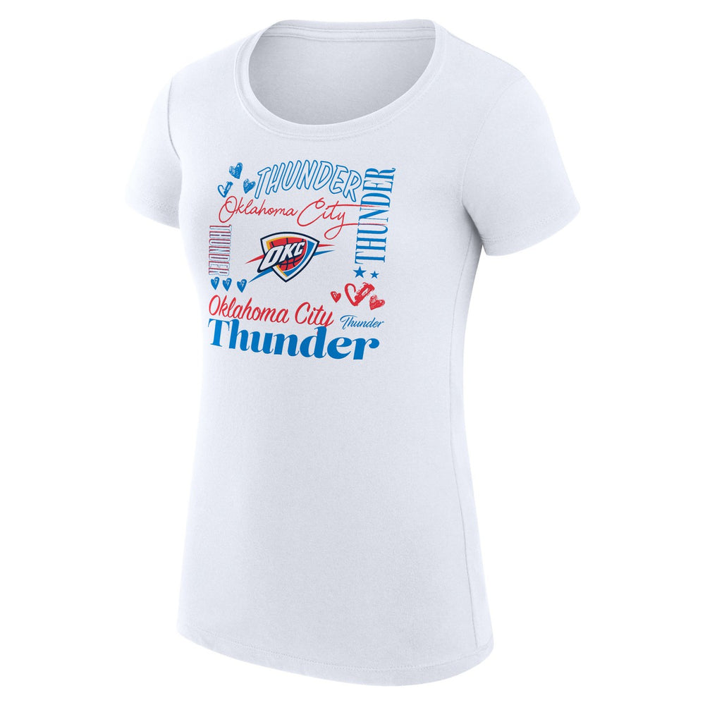 NBA - Oklahoma City Thunder G-III 4Her by Carl Banks Women's Super-Slim Fit Lightweight Team Name Collage Graphic T-Shirt - White