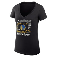 NBA - Golden State Warriors G-III 4Her by Carl Banks Women's Super-Slim Fit Lightweight Team Name Collage Graphic V-Neck T-Shirt - Black