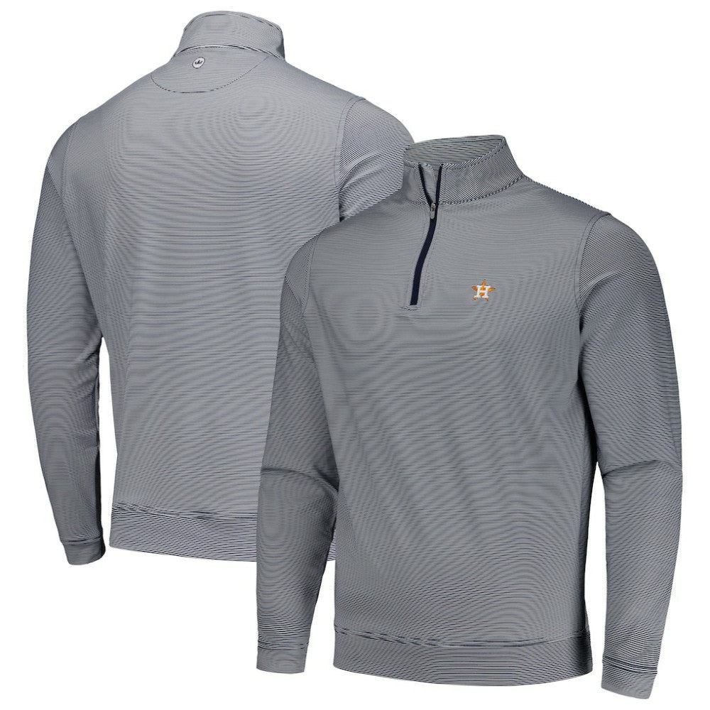 Houston Astros Peter Millar Perth Sugar Stripe Performance Quarter-Zip Top Clearance