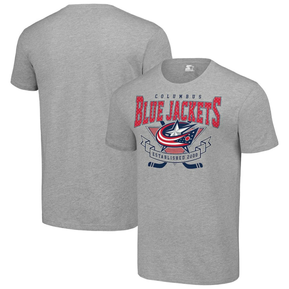 Columbus Blue Jackets - Starter Team Logo Graphic T-Shirt Heather Gray