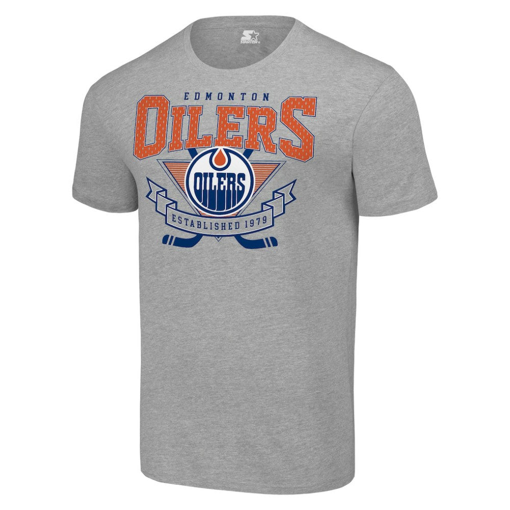 Edmonton Oilers - Starter Team Logo Graphic T-Shirt Heather Gray