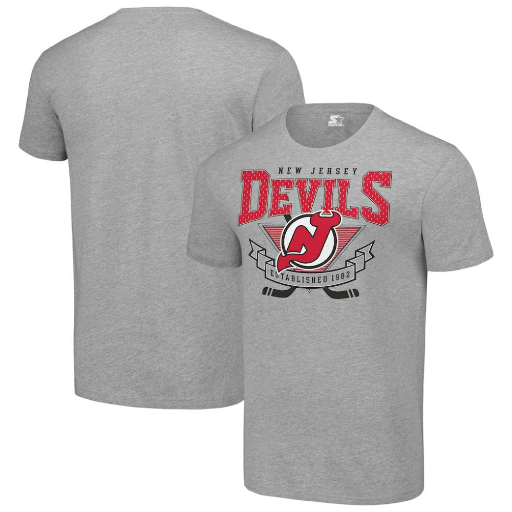 New Jersey Devils - Starter Team Logo Graphic T-Shirt Heather Gray
