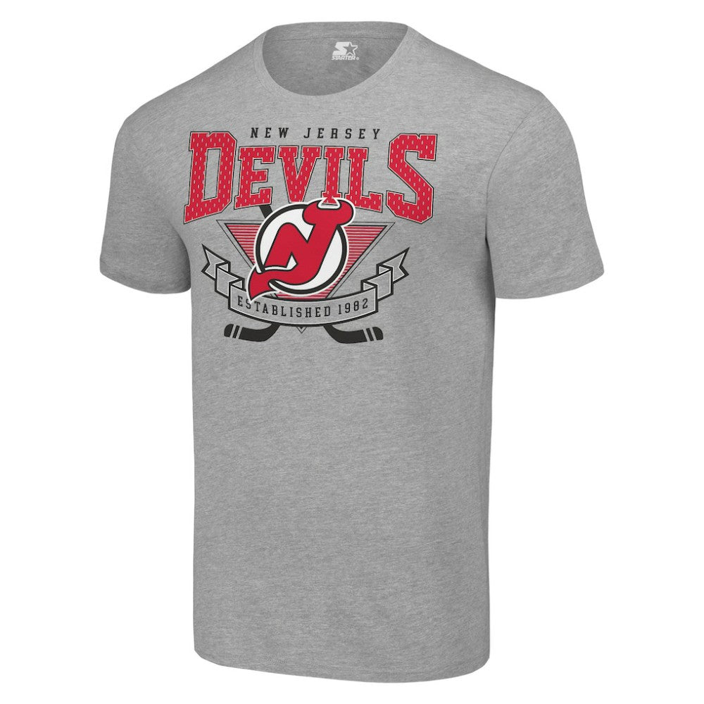 New Jersey Devils - Starter Team Logo Graphic T-Shirt Heather Gray