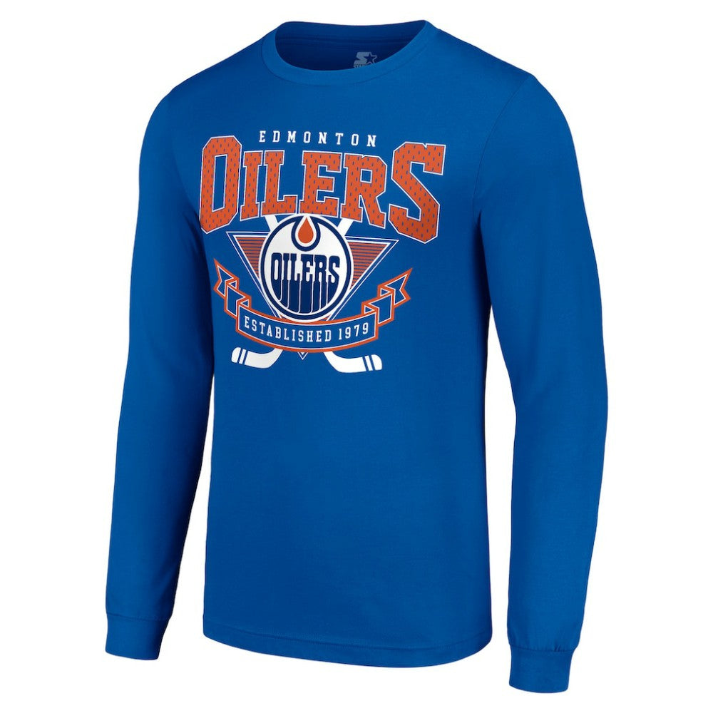 Edmonton Oilers - Starter Team Logo Graphic Long Sleeve T-Shirt Royal