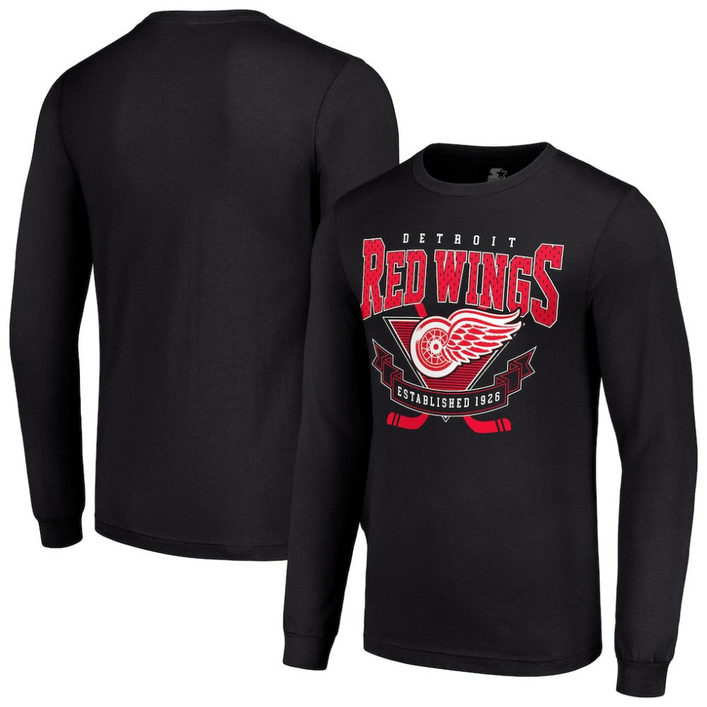 Detroit Red Wings - Starter Team Logo Graphic Long Sleeve T-Shirt Black