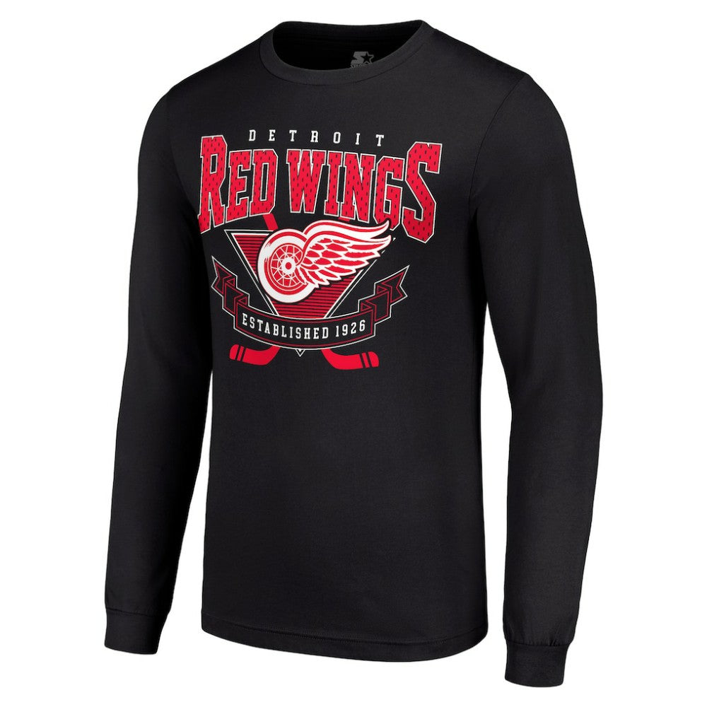 Detroit Red Wings - Starter Team Logo Graphic Long Sleeve T-Shirt Black