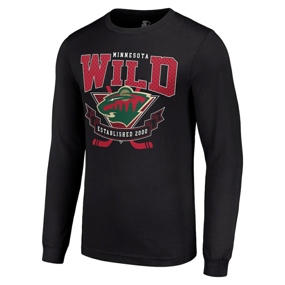 Minnesota Wild - Starter Team Logo Graphic Long Sleeve T-Shirt Black