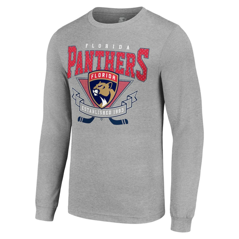 Florida Panthers - Starter '80s Inspired Team Logo Long Sleeve T-Shirt Heather Gray