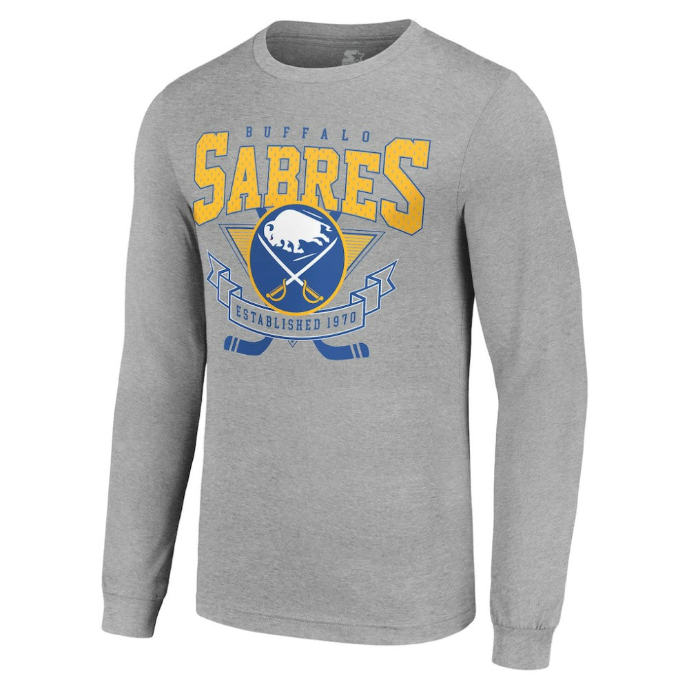 Buffalo Sabres - Starter '80s Inspired Team Logo Long Sleeve T-Shirt Heather Gray