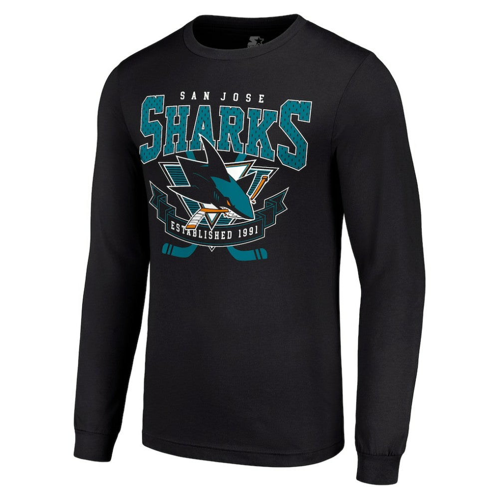 San Jose Sharks - Starter Team Logo Graphic Long Sleeve T-Shirt Black