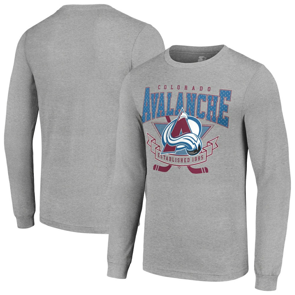 Colorado Avalanche - Starter '80s Inspired Team Logo Long Sleeve T-Shirt Heather Gray