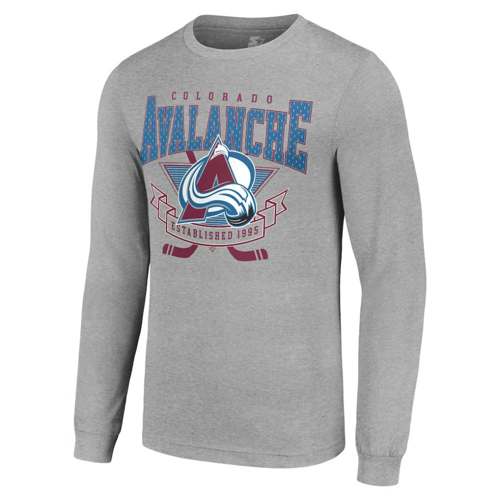 Colorado Avalanche - Starter '80s Inspired Team Logo Long Sleeve T-Shirt Heather Gray