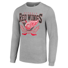 Detroit Red Wings - Starter '80s Inspired Team Logo Long Sleeve T-Shirt Heather Gray