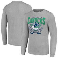 Vancouver Canucks - Starter '80s Inspired Team Logo Long Sleeve T-Shirt Heather Gray
