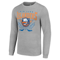 New York Islanders - Starter '80s Inspired Team Logo Long Sleeve T-Shirt Heather Gray