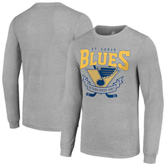 St. Louis Blues - Starter '80s Inspired Team Logo Long Sleeve T-Shirt Heather Gray