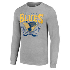 St. Louis Blues - Starter '80s Inspired Team Logo Long Sleeve T-Shirt Heather Gray