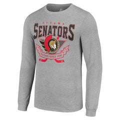 Ottawa Senators - Starter '80s Inspired Team Logo Long Sleeve T-Shirt Heather Gray