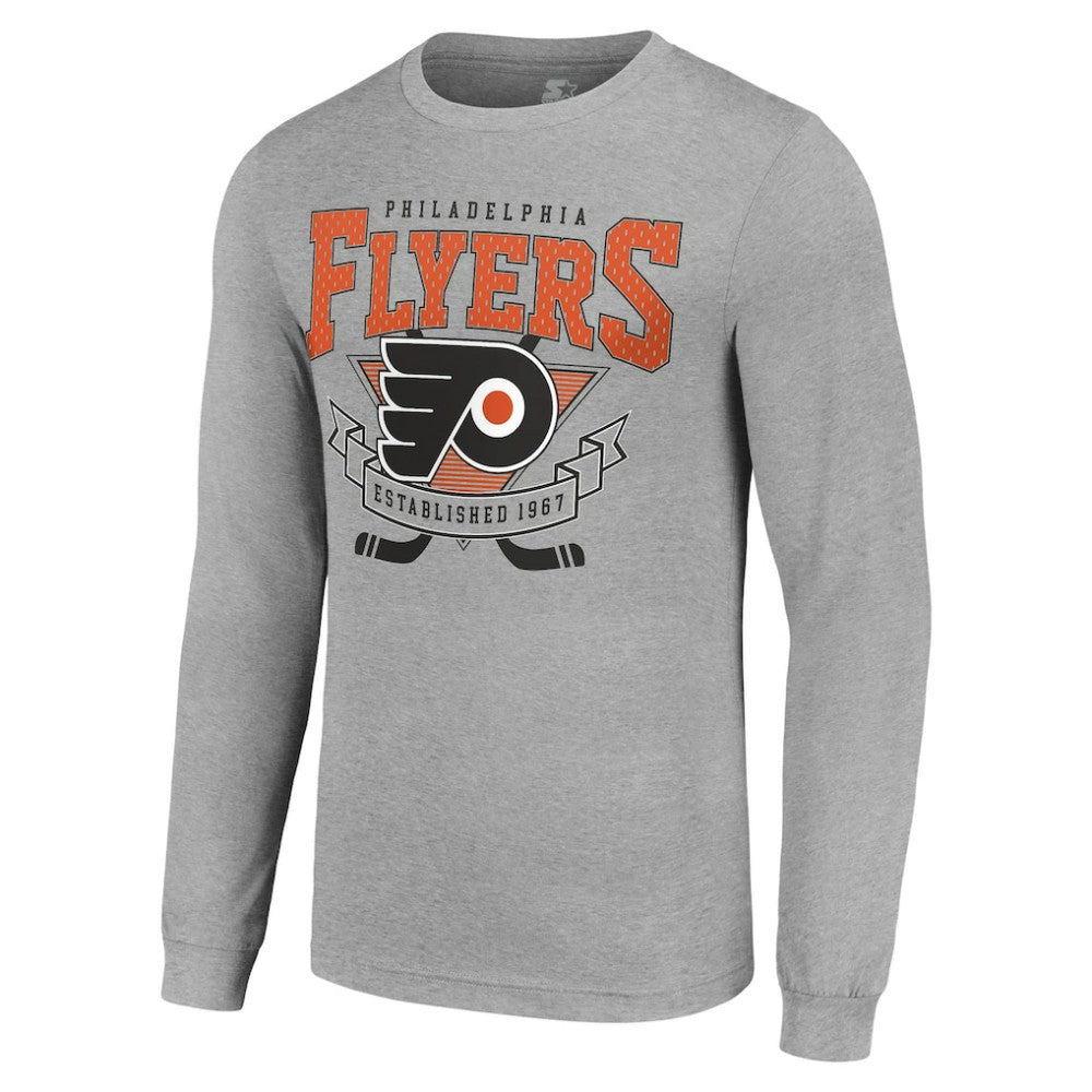 Philadelphia Flyers - Starter '80s Inspired Team Logo Long Sleeve T-Shirt Heather Gray