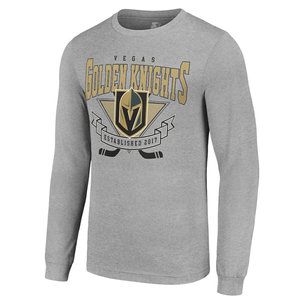 Vegas Golden Knights Starter '80s Inspired Team Logo Long Sleeve T-Shirt Heather Gray