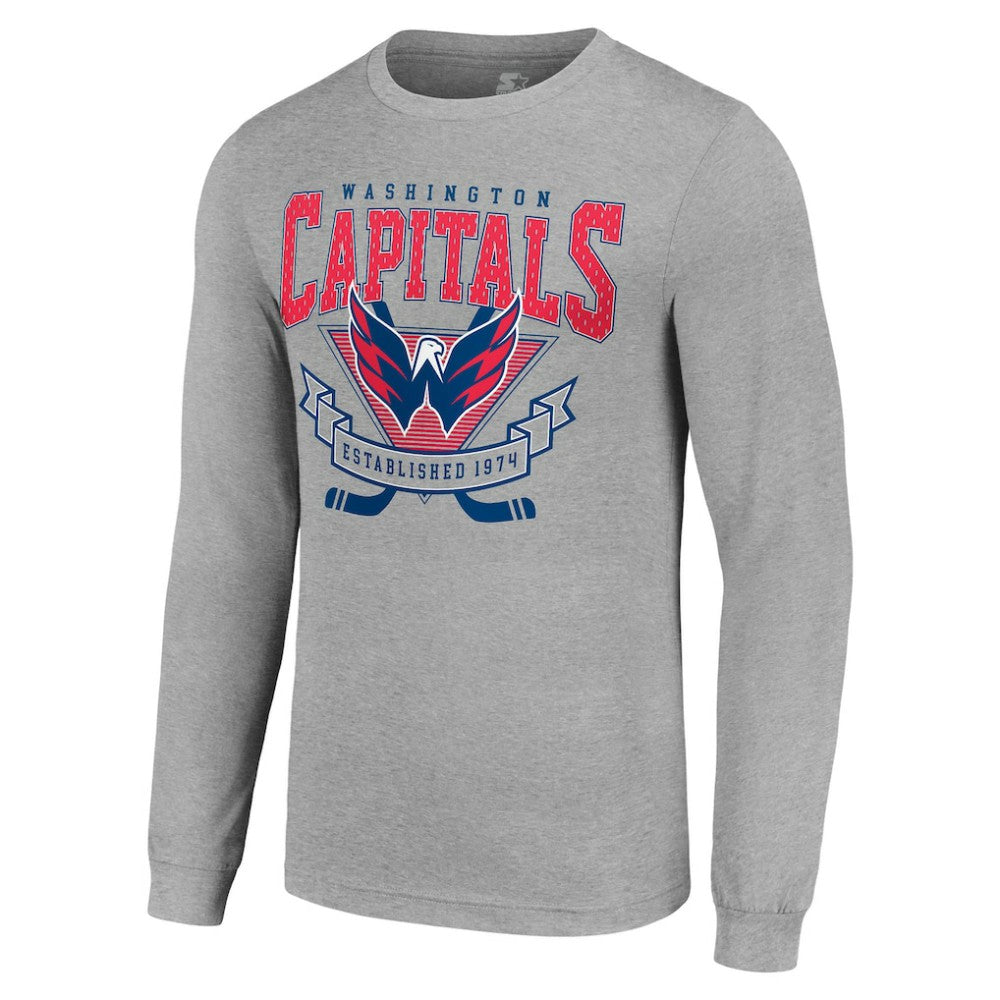 Washington Capitals Starter '80s Inspired Team Logo Long Sleeve T-Shirt Heather Gray