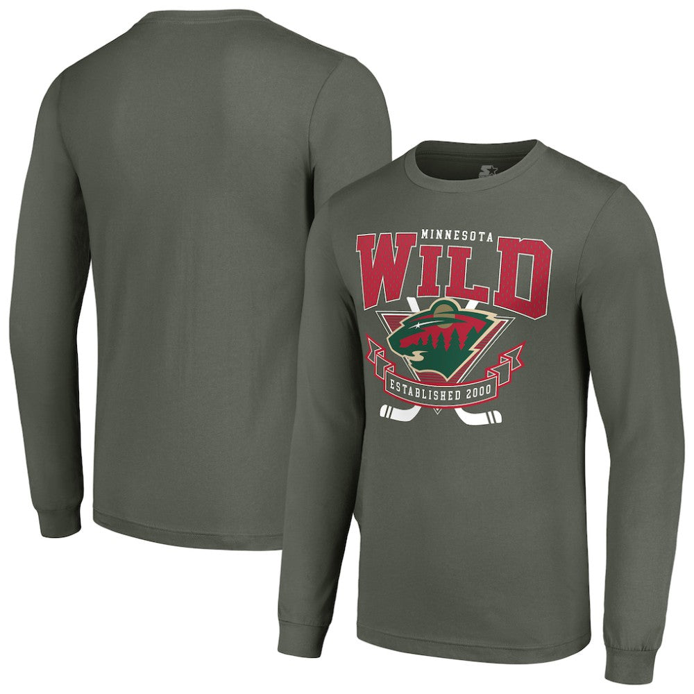 Minnesota Wild - Starter Team Logo Graphic Long Sleeve T-Shirt Olive