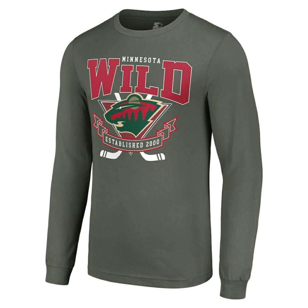 Minnesota Wild - Starter Team Logo Graphic Long Sleeve T-Shirt Olive