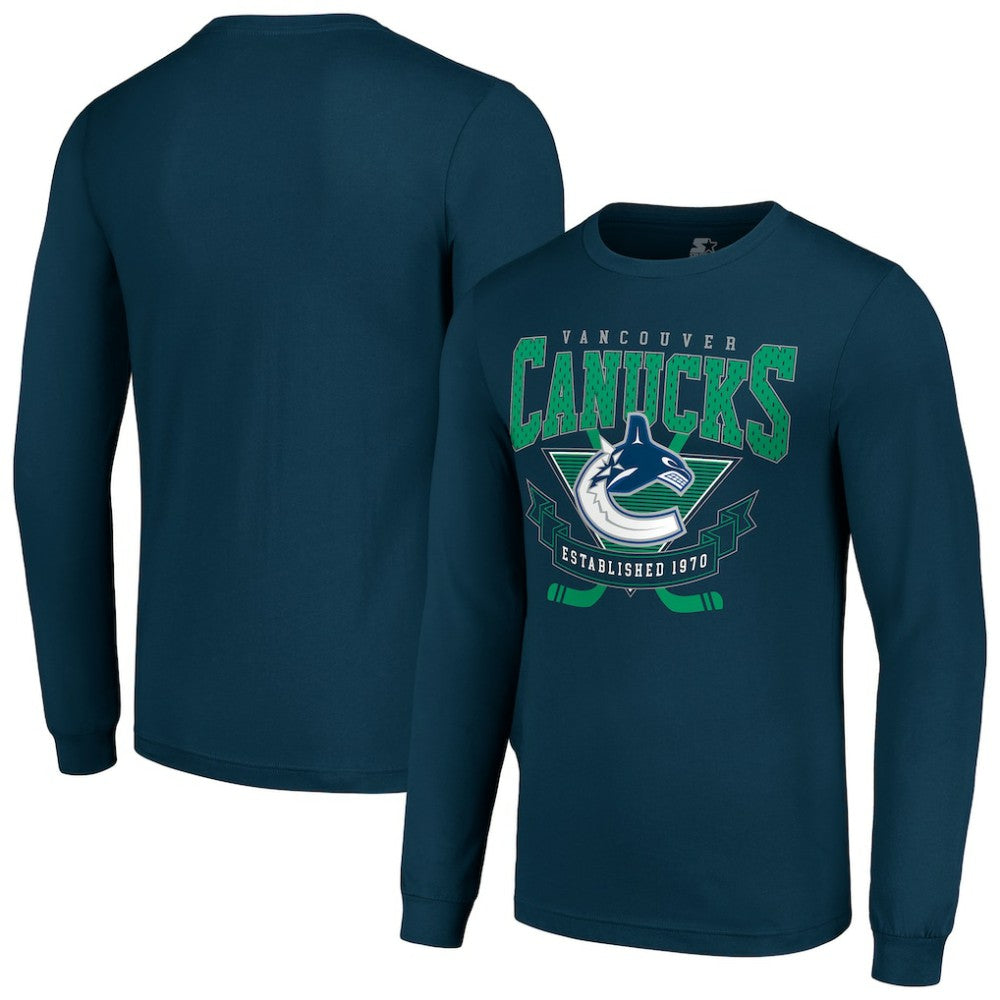 Vancouver Canucks - Starter Team Logo Graphic Long Sleeve T-Shirt Navy
