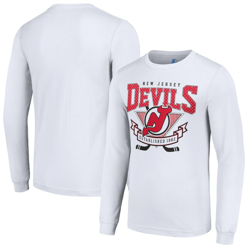 New Jersey Devils - Starter Team Logo Graphic Long Sleeve T-Shirt White