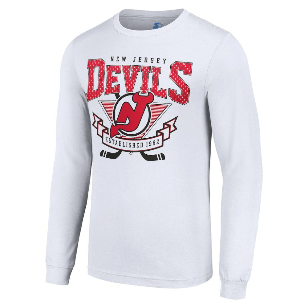 New Jersey Devils - Starter Team Logo Graphic Long Sleeve T-Shirt White