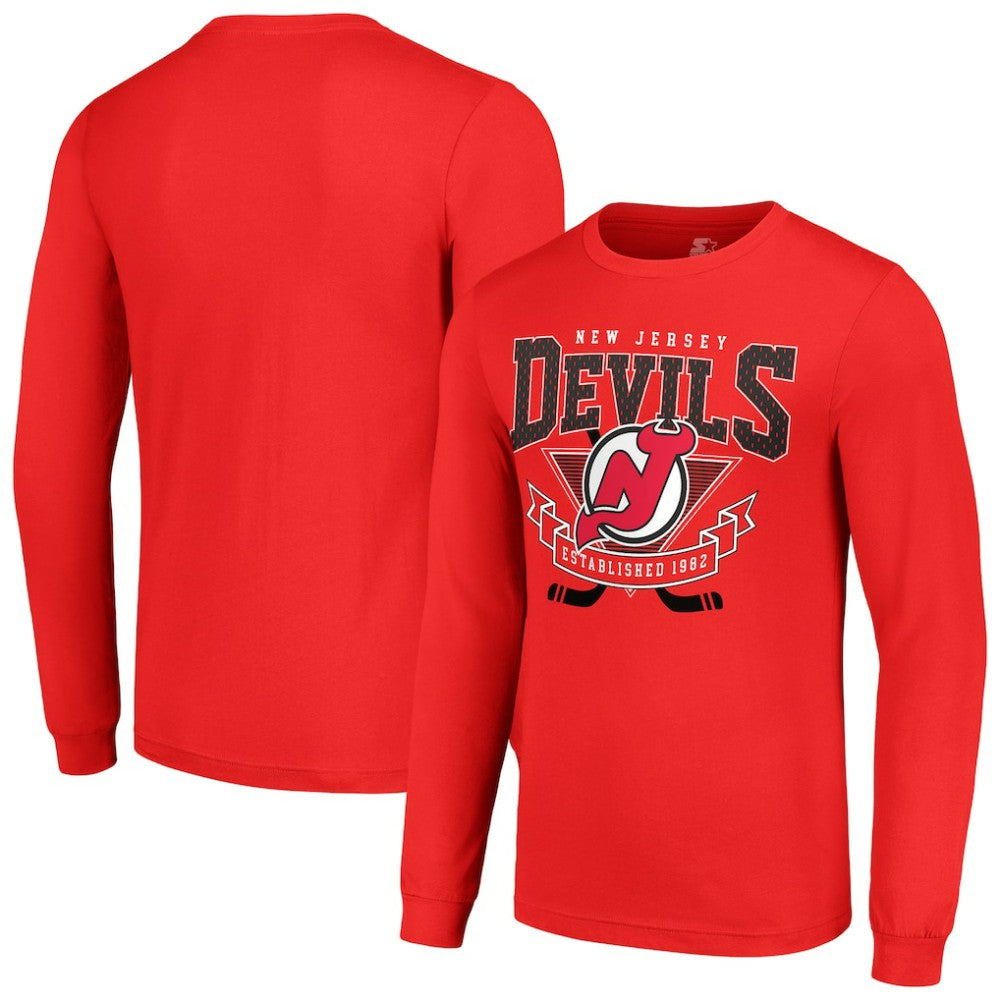 New Jersey Devils - Starter Team Logo Graphic Long Sleeve T-Shirt Red